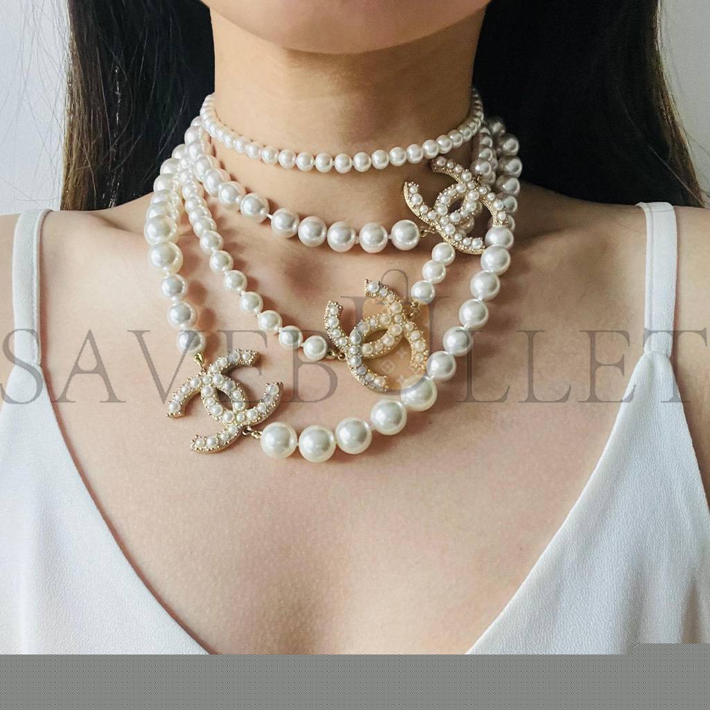 Ch*el vintage extra long pearls trio cc logo coco strands versatile necklace 3427223210282